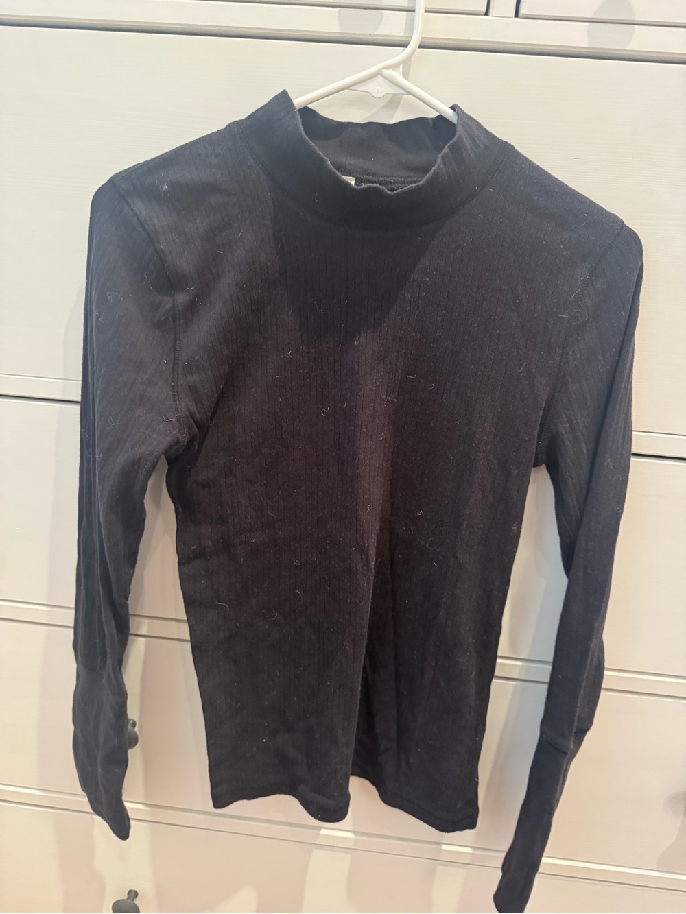 Free People Black Long Sleeve Mock Neck Top